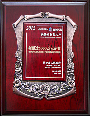 綠之韻集團(tuán)被長沙市人民政府授予“利稅過5000萬元企業(yè)”榮譽(yù)稱號